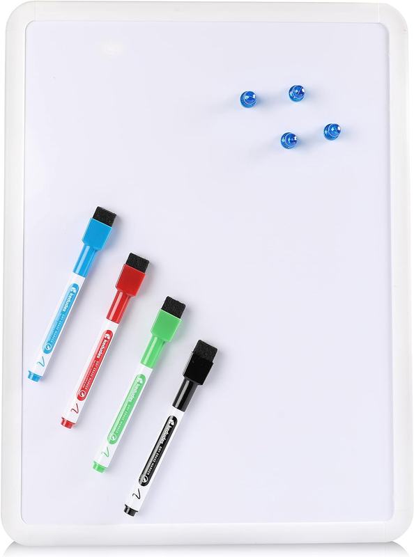 Magnetic Dry Erase Board 11" X 14". Includes Board Dudes SRX Magnetic 6-Pack Dry
