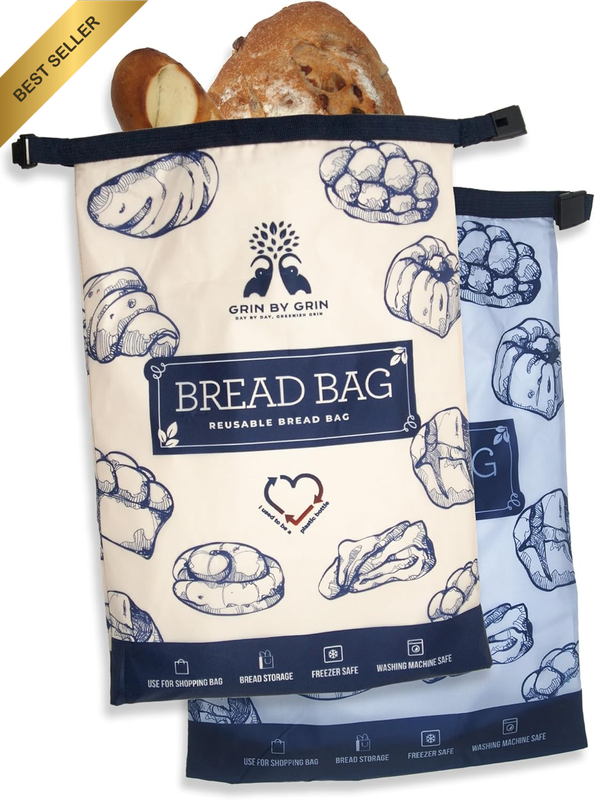- 2 Packs Bread Bags, Zipper Reusable Bread Bags for Homemade Loaf, Freezer Sour