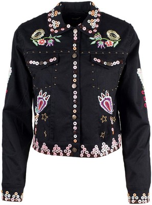 

Женские туфли Desigual Chaq Ferrara с вышивкой и цветочным принтом, черные,  лет, Черный, 19SWEW63