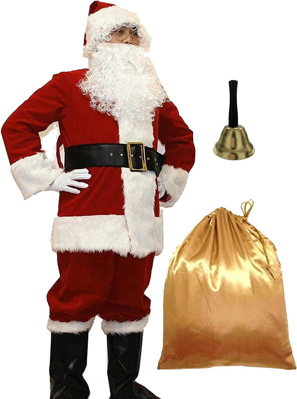 'S Deluxe Santa Suit 11Pc. Christmas Adult Santa Claus