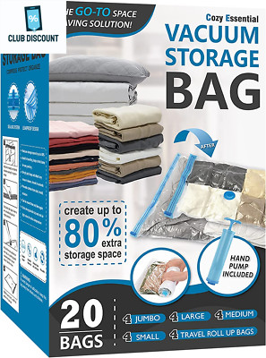20 Pack Vacuum Storage Bags, Space Saver Bags (4 Jumbo/4 Large/4 Medium/4 Small/