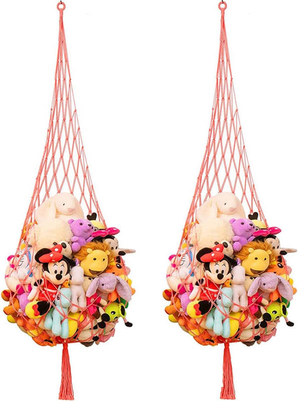 Macrame Toy Bags Storage Boho Stuffed Animal Net Hammock Hanging Toys Organizer