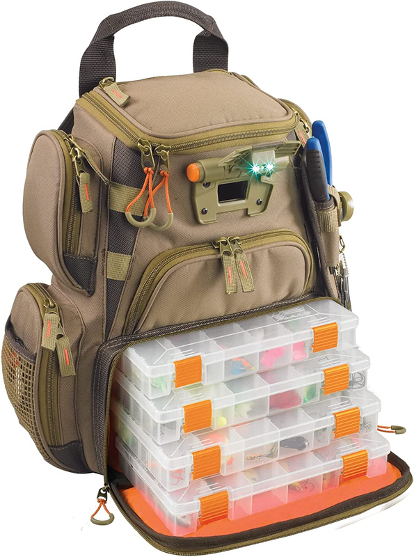 Wild River by CLC WT3503 Tackle Tek Recon Lighted Compact Tackle Backpack & Four