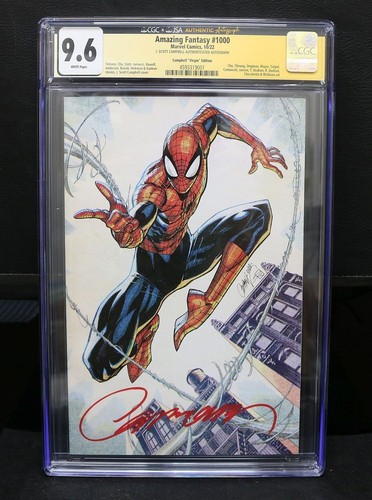 AMAZING FANTASY SPIDERMAN 1000 CGC 9.6 SS 1/049 ~ J SCOTT CAMPBELL AUTO ~ Virgin