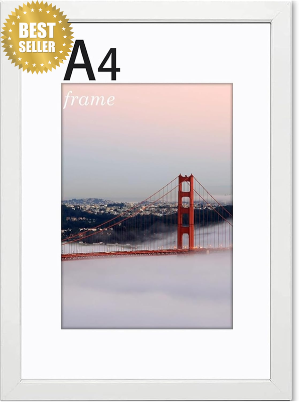 A4 Picture Frame, 1 Pack - Wall Gallery Photo Frames Display 6X8 with Mat or 8.3