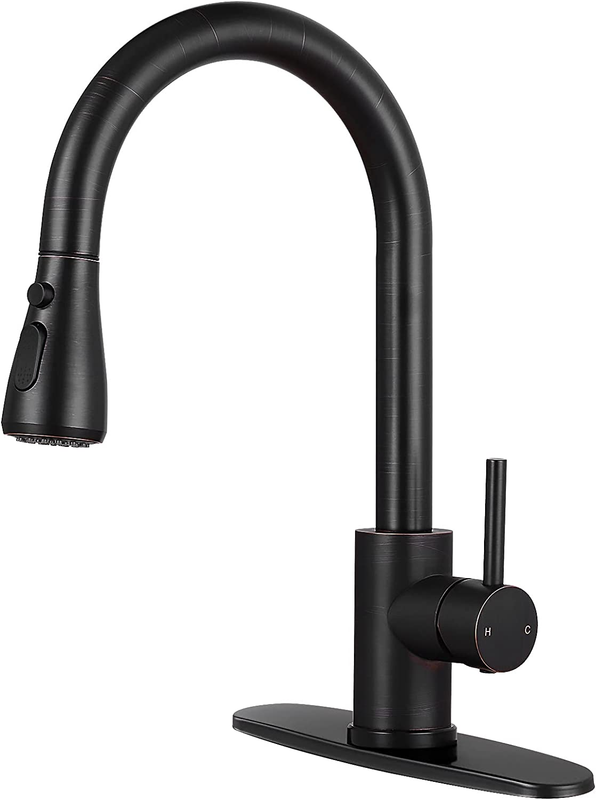 Oil Rubbed Bronze Kitchen Faucet with Pull-Down Sprayer, Single Handle RV Sink F