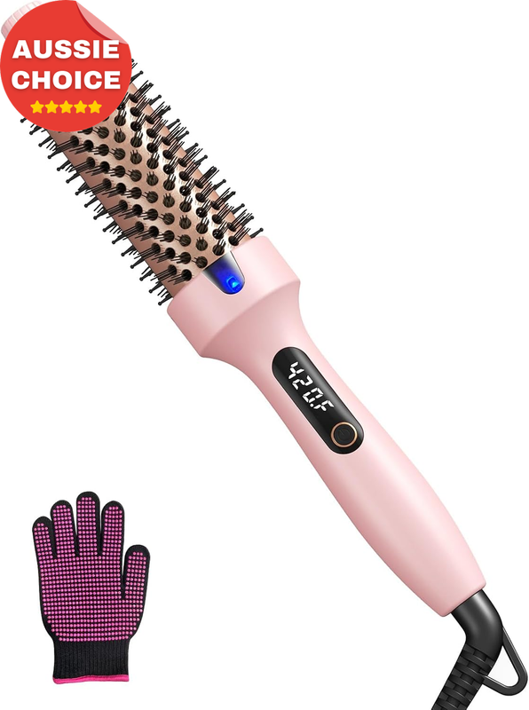 1.5” Heated Round Brush Dry Hair Styling Frizz Control Shine Dual Voltage