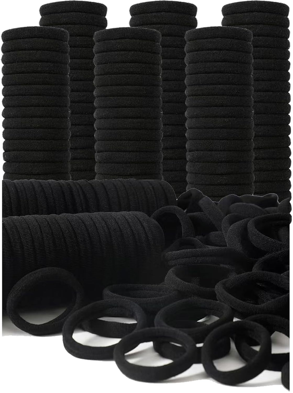 200PCS Black Hair Ties for Women & Girls Men Kids Toddler - Seamless, Thick, No