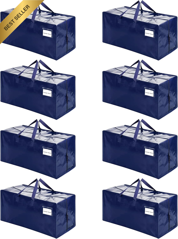 8-Pack Heavy Duty Extra Large Blue Moving Bags with Backpack Straps Handles Zipp