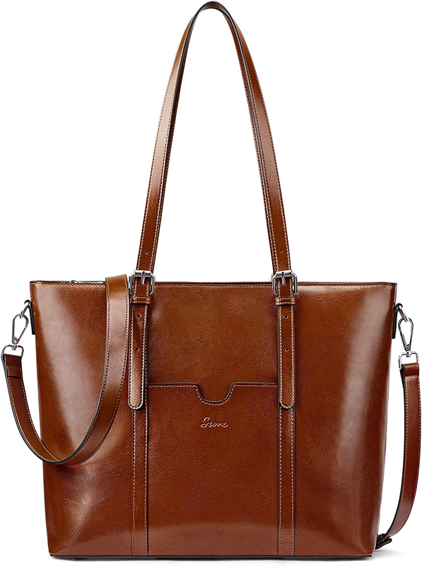 Women Genuine Leather Laptop Tote Bag Office Shoulder Handba