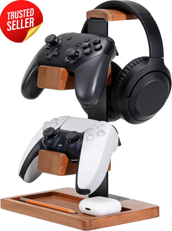 Gaming Controller Holder Wood Metal Headphone Stand