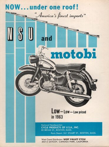 1963 NSU 175 Maxi Motorcycle Original Ad 