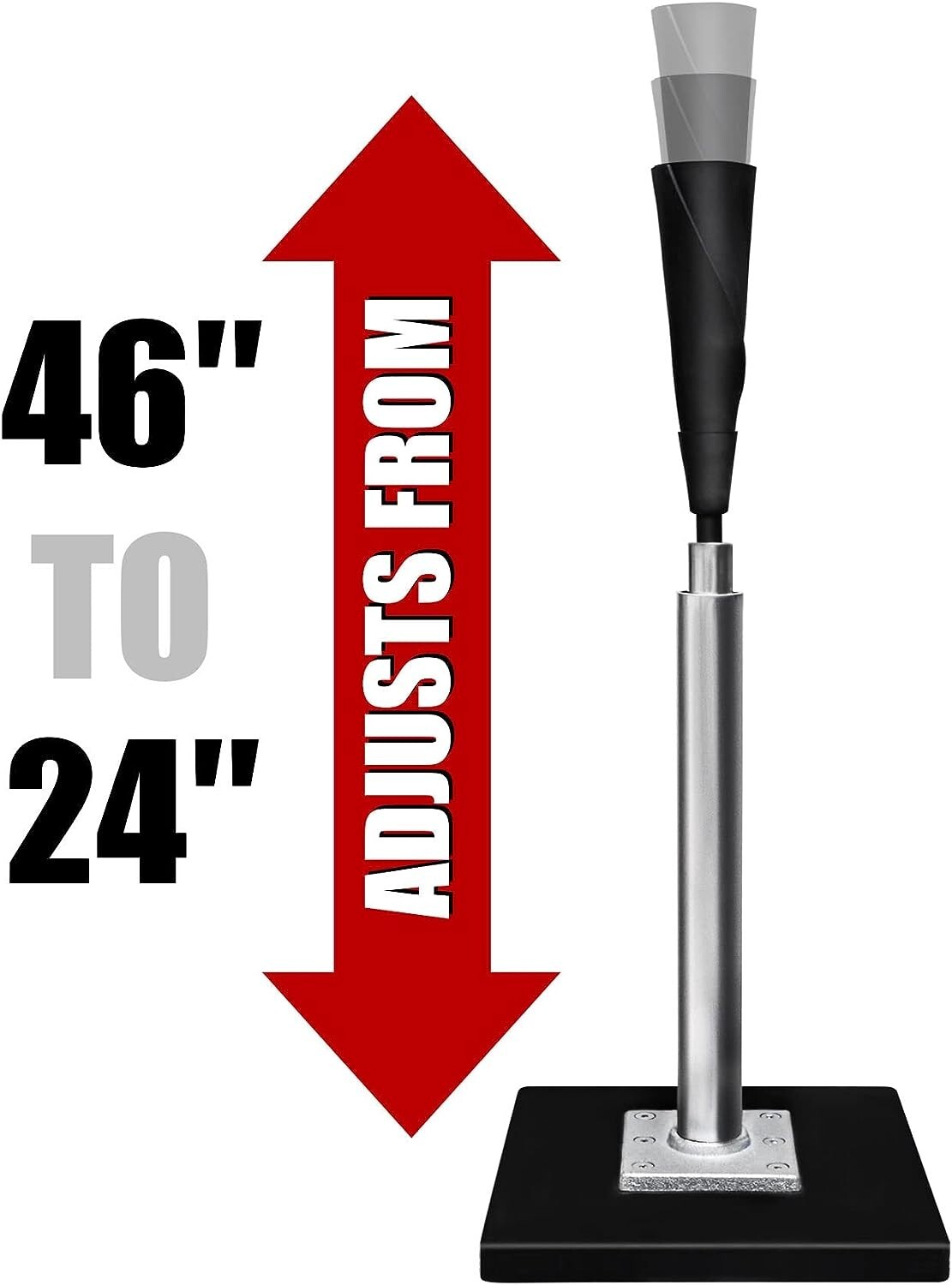 Professional Hitting Tee for Baseball/Softball - Height Adjustment 24-46"
