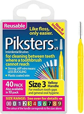 Piksters Interdental Brush Size 3 40 Pack Manual Oral Hygiene for All Ages