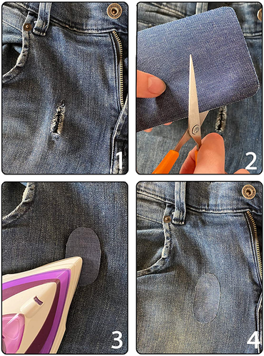 HTVRONT 20PCS DIY Iron on Denim Patches Jeans Clothing Repair Kit - 4 Colors