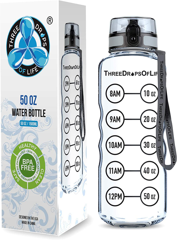 50Oz Sport Water Bottle - Best for High Capacity Hydration - Clear Tritan Plasti