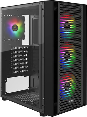 ATX Mid Tower Gaming Computer PC Case with Side Tempered Glass, 4X 120Mm ARGB Ca