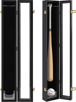 Baseball Bat Display Case Wall Mounted Vertical or Horizontal Wooden Frame W/98%