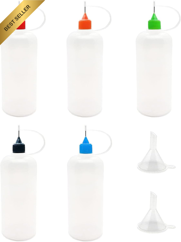 5 PCS Colored Squeeze Bottle Is Used for Hair Oil Application, the 4-Tip Precisi