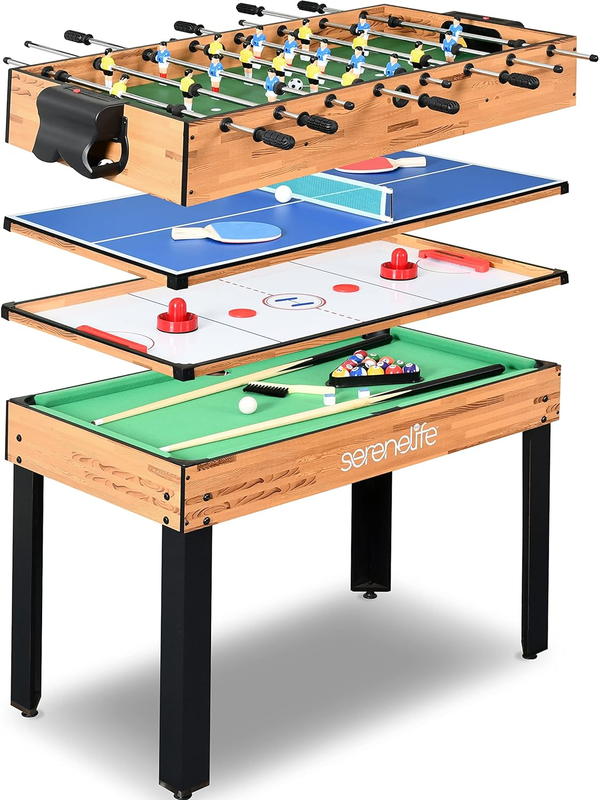 Multi Game Table, 48" Sports Arcade Games with Accessories, Ping Pong, Hockey, P