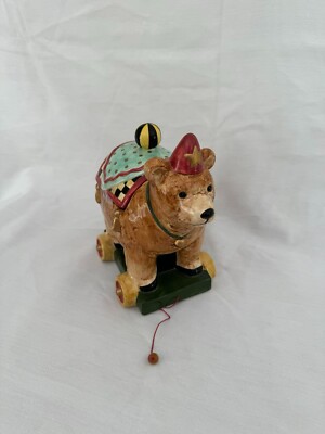 Vandor 1997 Circus Bear Pull Toy Cookie Jar 