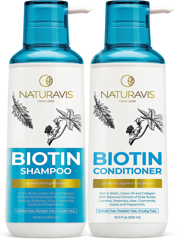 Biotin Shampoo and Conditioner Set with Castor Oil Sulfate Free for Men and Wome
