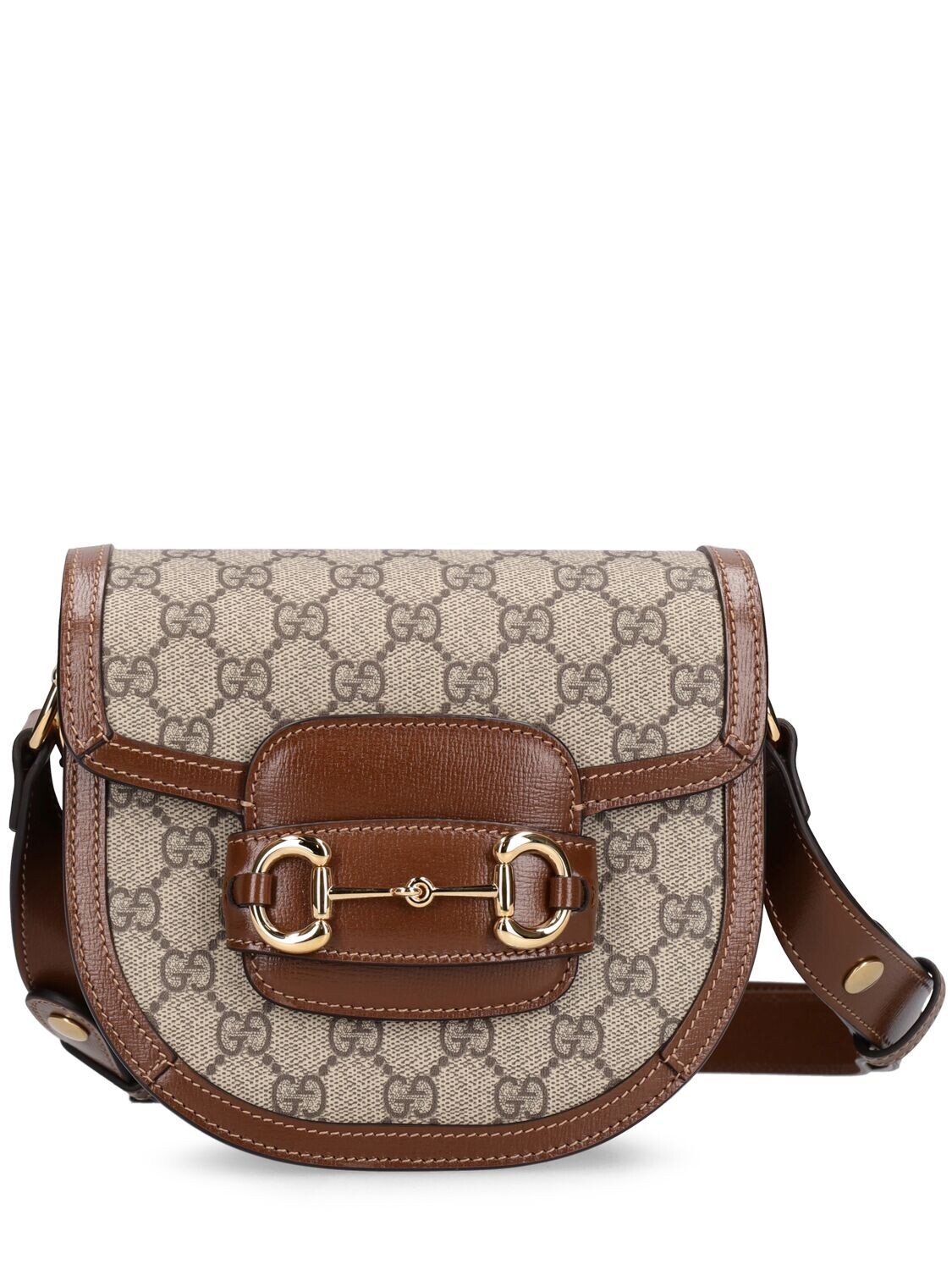 【関税&送料込】Gucci Gucci Horsebit 1955 Mini Grainy Leathe Gucci Horsebit 1955 mini bag in beige and dark brown GG