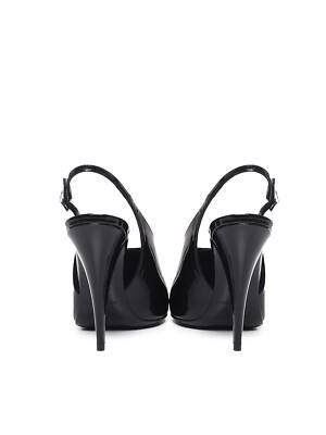 Pre-owned Saint Laurent Nico Slingback Pumps In Black