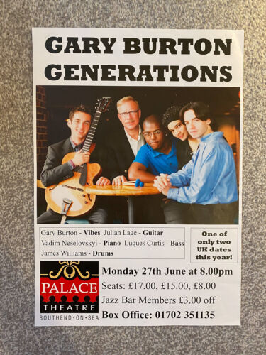 Gary Burton Generations jazz concert poster - Southend, Essex