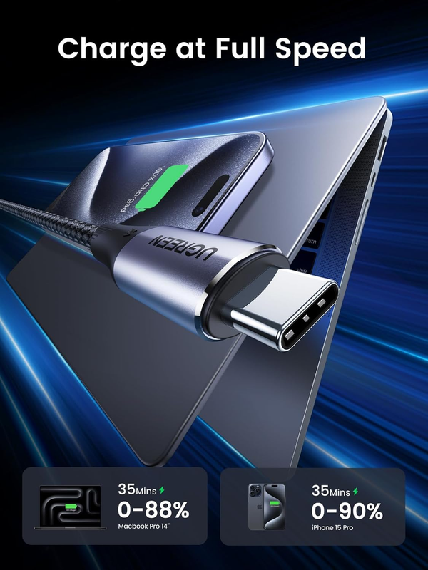 240W USB C to USB C Cable 10Gbps USB C 3.2 Cable 4K 60Hz Video Output Fast Charg