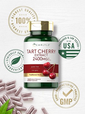 Tart Cherry Capsules | 3600mg Extract | 200 Count | by Carlyle