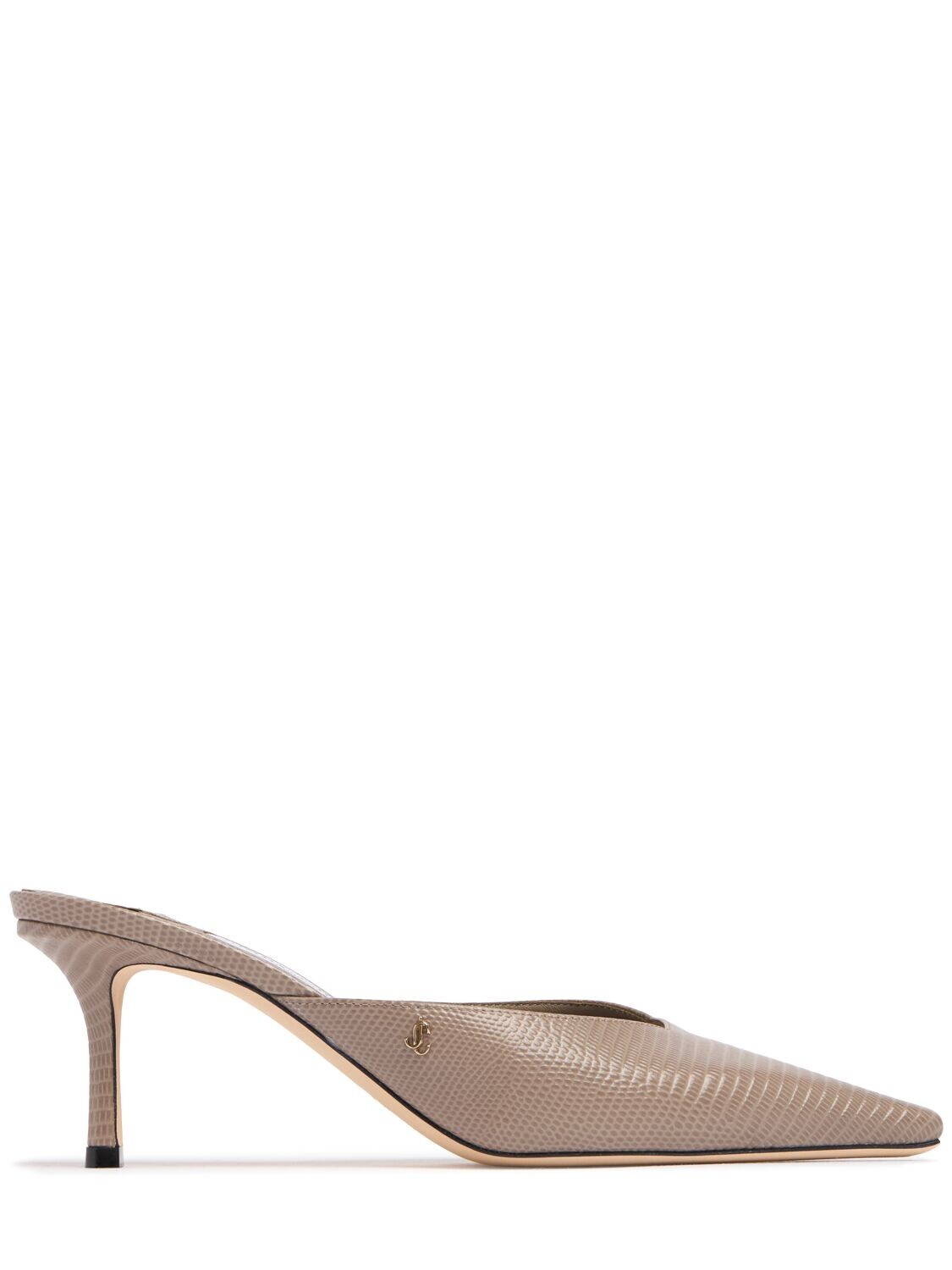 JIMMY CHOO ウィウィ65エンホスハンフス VIVI65CWN TAUPE JIMMY CHOO Vivi 65 $850 Taupe Embossed Leather Mules New