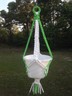 White and Green Plant Hanger Macrame Hanging Basket Planter NEW