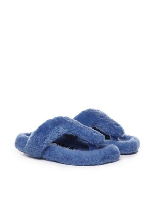 Pre-owned Loewe Comfortable Shearling Sandal In Light Denim
