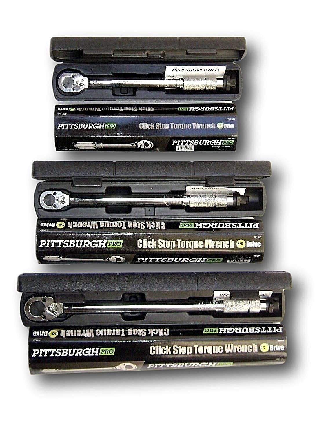 Of 3  Pro Reversible Click Type Torque Wrench Sizes 1/4", 3/