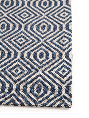 benuta Waschbarer Baumwollteppich Cooper Blau 75x150 cm Florhöhe bis 5 mm
