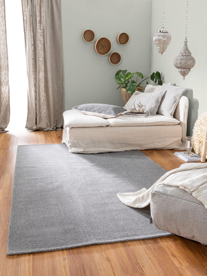 benuta Waschbarer Baumwollteppich Cooper Anthrazit 230 x 320 cm Wohnzimmer