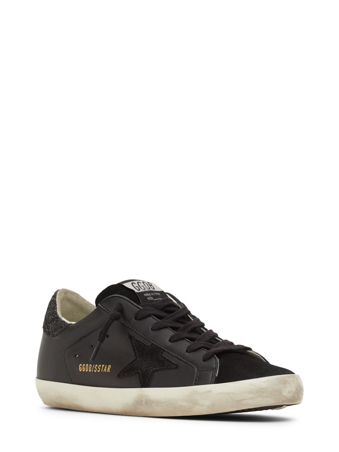 Pre-owned Golden Goose Super-star Women's Black Glittered Low Top Sneakers