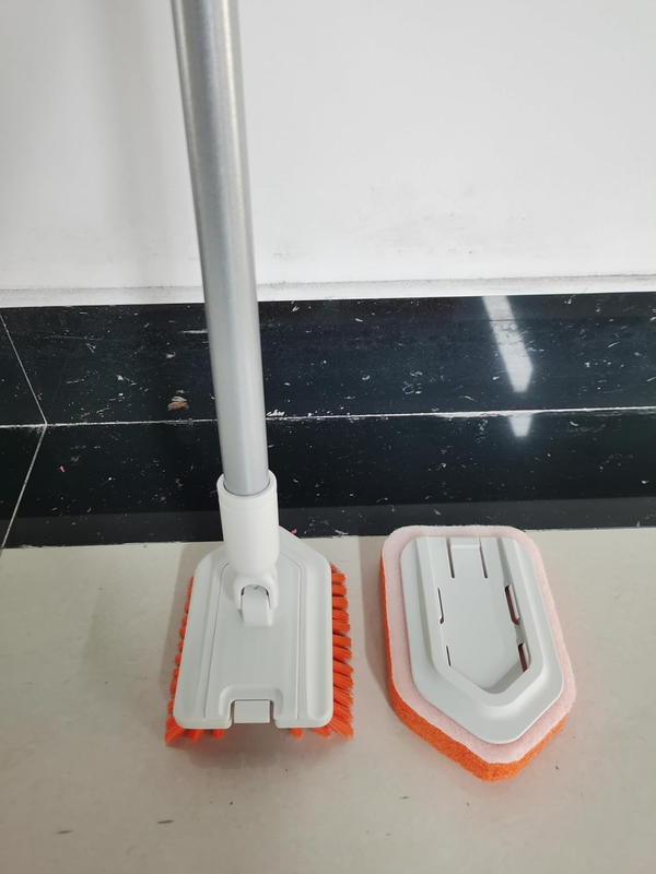 Shower Scrubber 2-in-1 Tub and Tile Cleaning Brush with Long Handle, Detachable