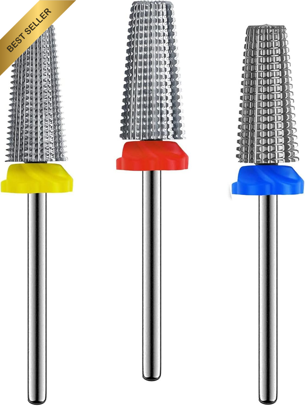 Upgraded 3Pcs Carbide 5 in 1 Nail Drill Bit Set- Two Way Rotate Use for Both Lef