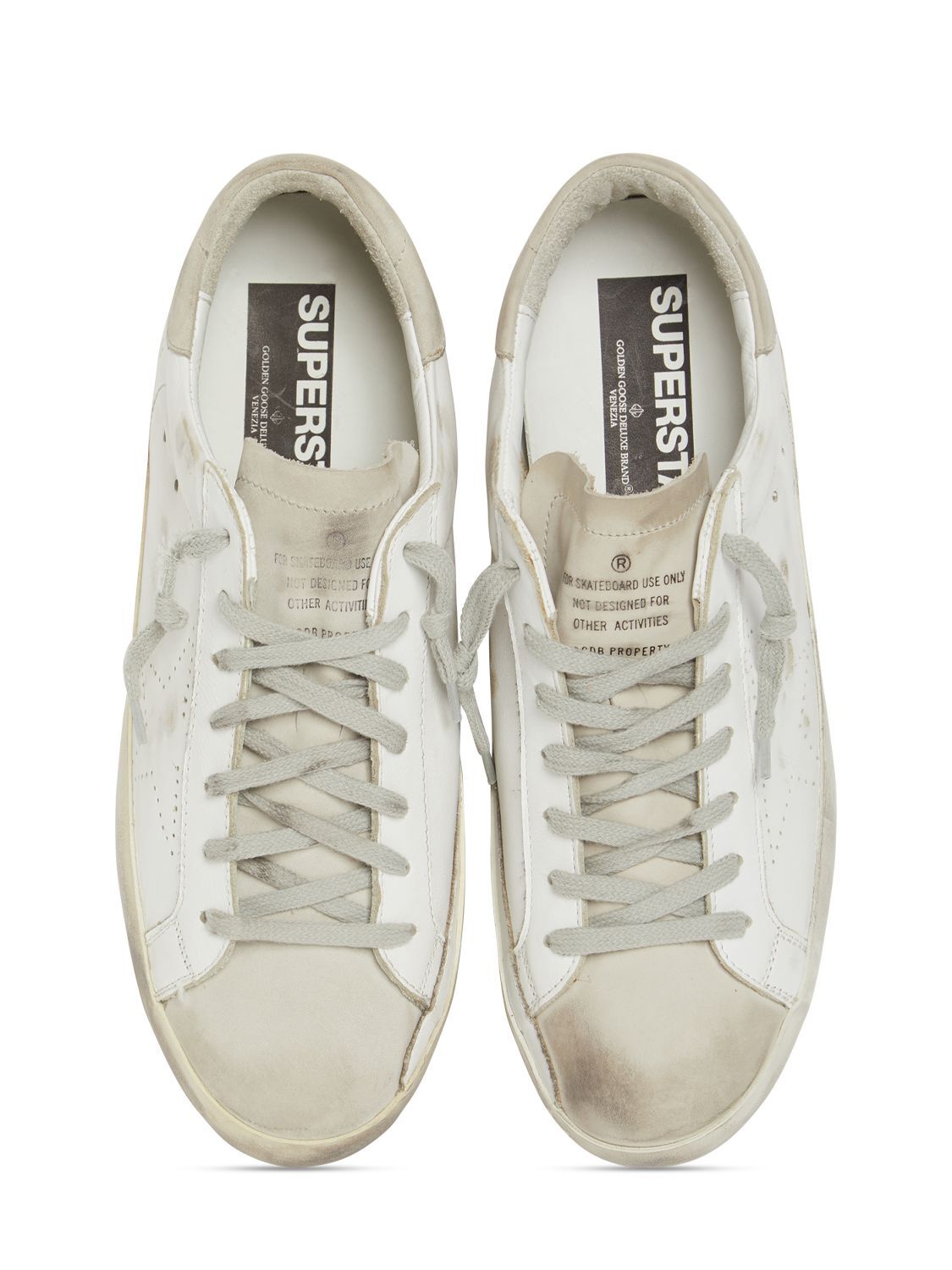 Pre-owned Golden Goose Super-star Men's White Leather Low Top Sneakers