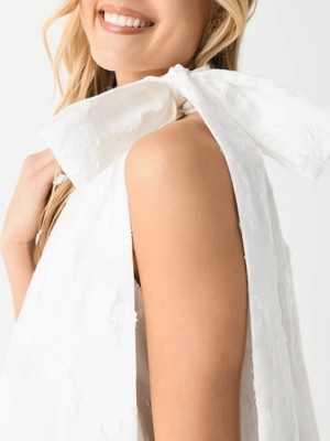 Pre-owned Clea Atticus Mini Dress In Cloud Jacquard - Size M In White
