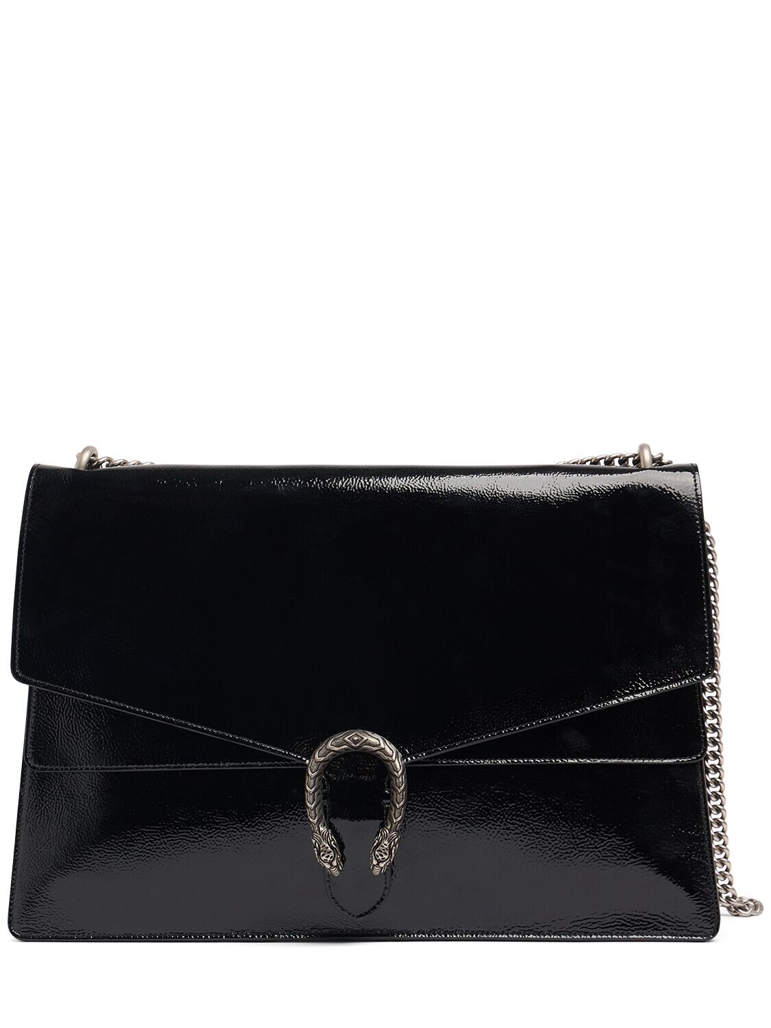GUCCI Dionysus Large Black Patent Leather Shoulder Bag New