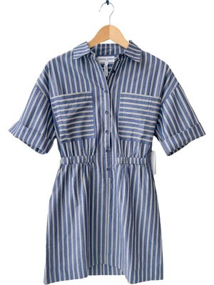 Pre-owned Apiece Apart Palmera Mini Dress In Indigo Stripe - Size S In Blue