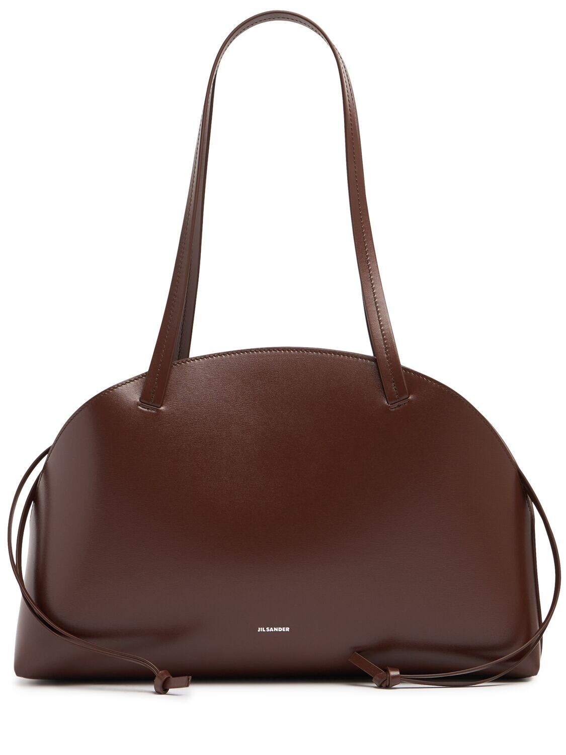 JIL SANDER Curve Medium $2190 Dark Earth Leather Shoulder