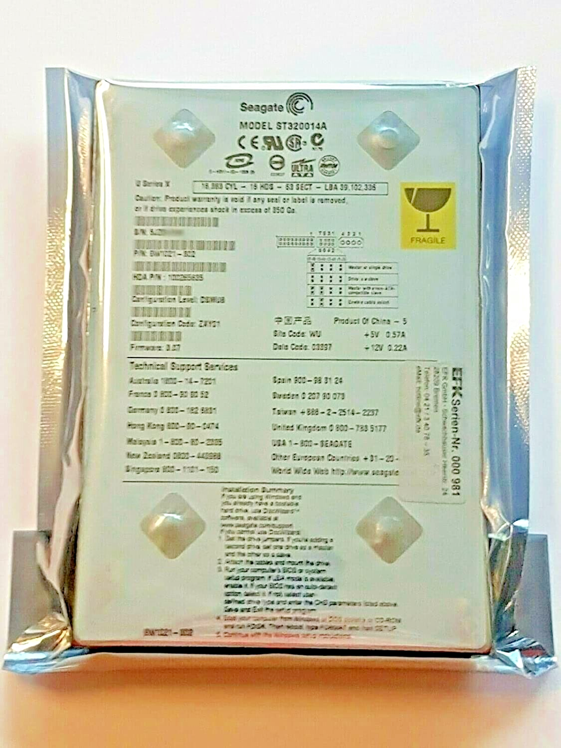 20 GB IDE Seagate U Series X ST320014A P-ATA 5400rpm 3.5