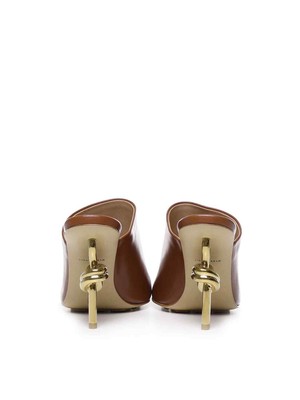 Pre-owned Bottega Veneta Knot Leather Mules In Brown