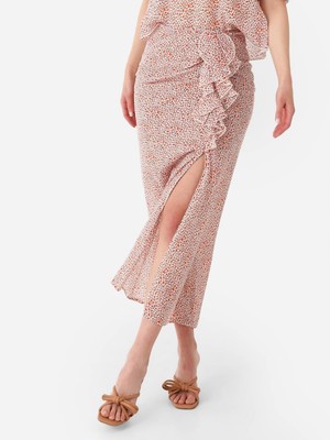 Pre-owned Katharine Kidd Lilya Skirt In Orange Tulip - Size 4