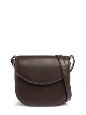 JIL SANDER Coin Medium Brown Leather Crossbody Bag New