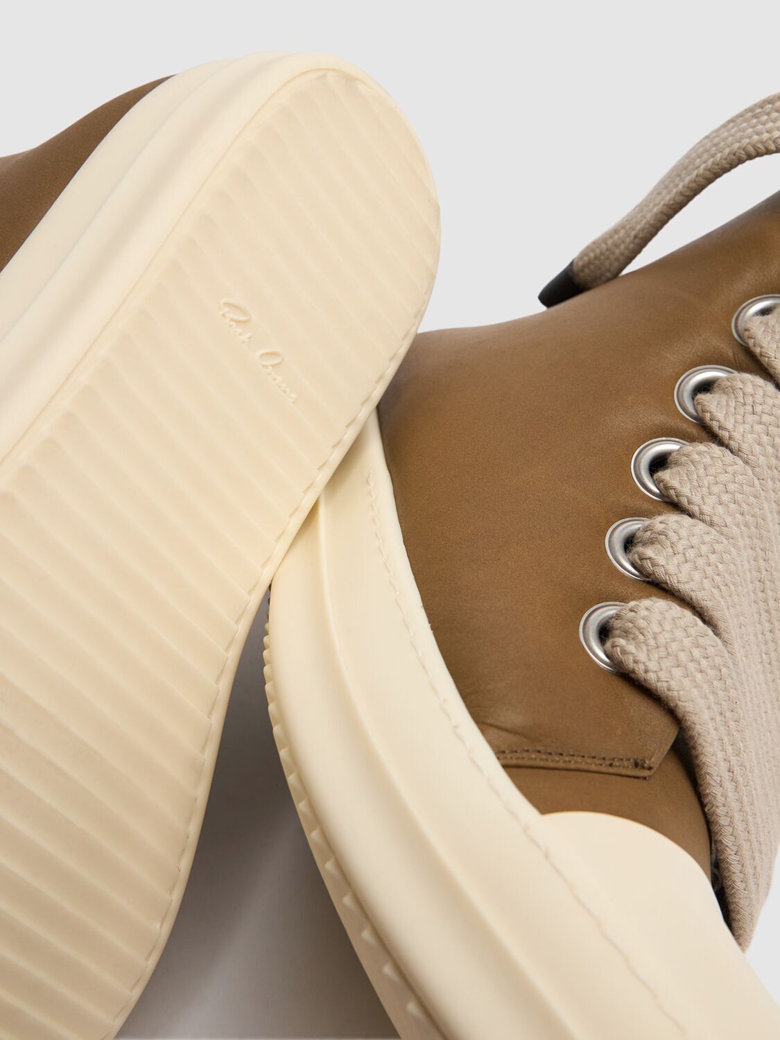 Pre-owned Rick Owens Jumbolaced Porterville Padded High Top Bean/milk Sneakers Fw24 In Brown